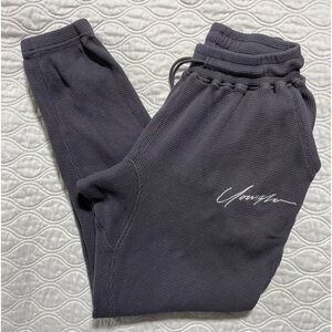YOUNGLA-waffle knit cuffed joggers